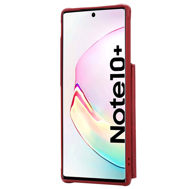For Galaxy Note 10 Plus Buckle Zipper Shockproof Protective Case with Holder & Card Slots & Wallet & Lanyard & Photos Frames
