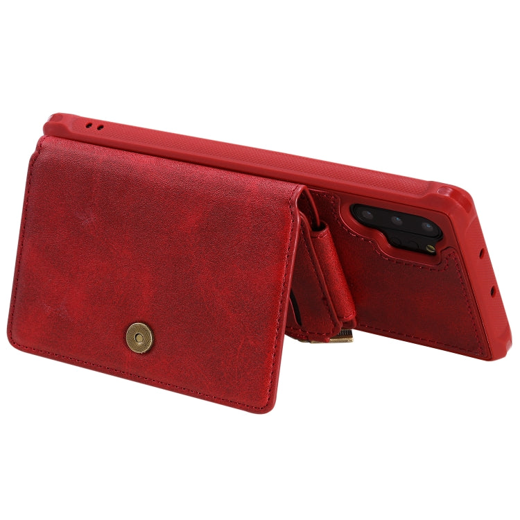 For Galaxy Note 10 Plus Buckle Zipper Shockproof Protective Case with Holder & Card Slots & Wallet & Lanyard & Photos Frames