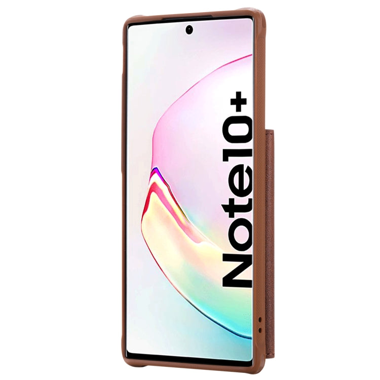 For Galaxy Note 10 Plus Buckle Zipper Shockproof Protective Case with Holder & Card Slots & Wallet & Lanyard & Photos Frames