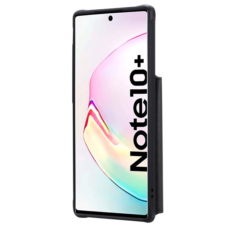 For Galaxy Note 10 Plus Buckle Zipper Shockproof Protective Case with Holder & Card Slots & Wallet & Lanyard & Photos Frames