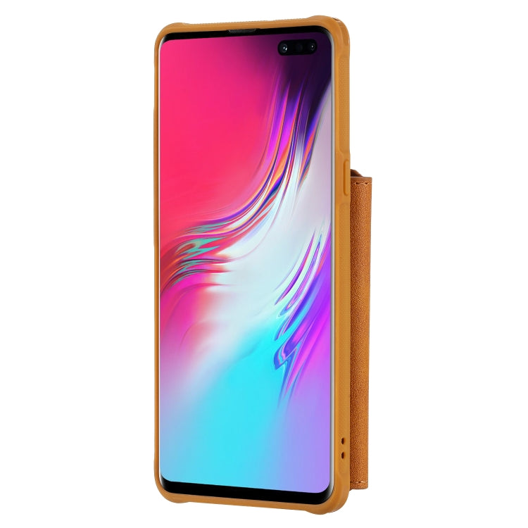 For Galaxy S10 5G Buckle Zipper Shockproof Protective Case with Holder & Card Slots & Wallet & Lanyard & Photos Frames
