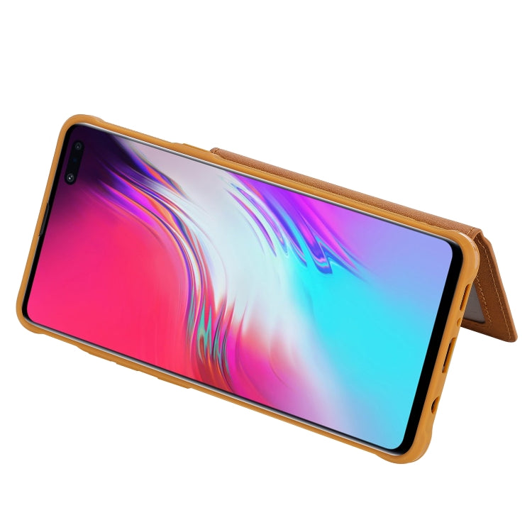 For Galaxy S10 5G Buckle Zipper Shockproof Protective Case with Holder & Card Slots & Wallet & Lanyard & Photos Frames