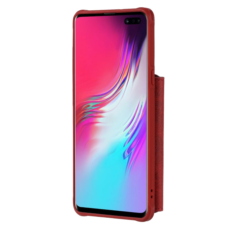 For Galaxy S10 5G Buckle Zipper Shockproof Protective Case with Holder & Card Slots & Wallet & Lanyard & Photos Frames