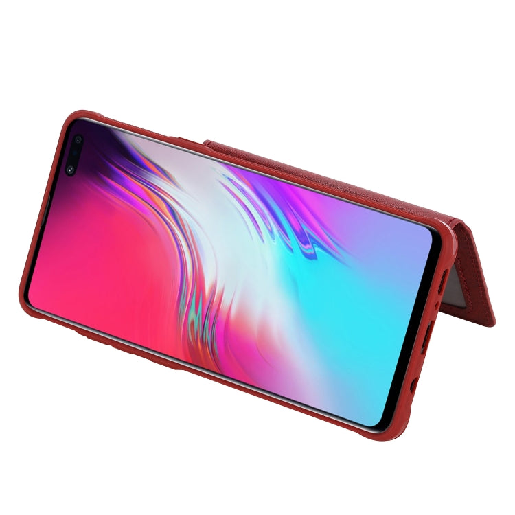 For Galaxy S10 5G Buckle Zipper Shockproof Protective Case with Holder & Card Slots & Wallet & Lanyard & Photos Frames