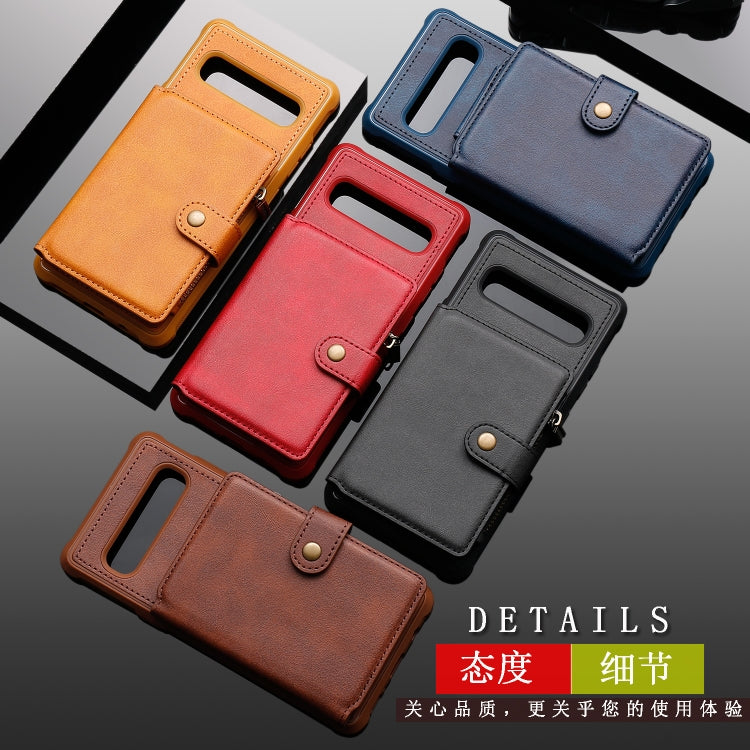 For Galaxy S10 5G Buckle Zipper Shockproof Protective Case with Holder & Card Slots & Wallet & Lanyard & Photos Frames