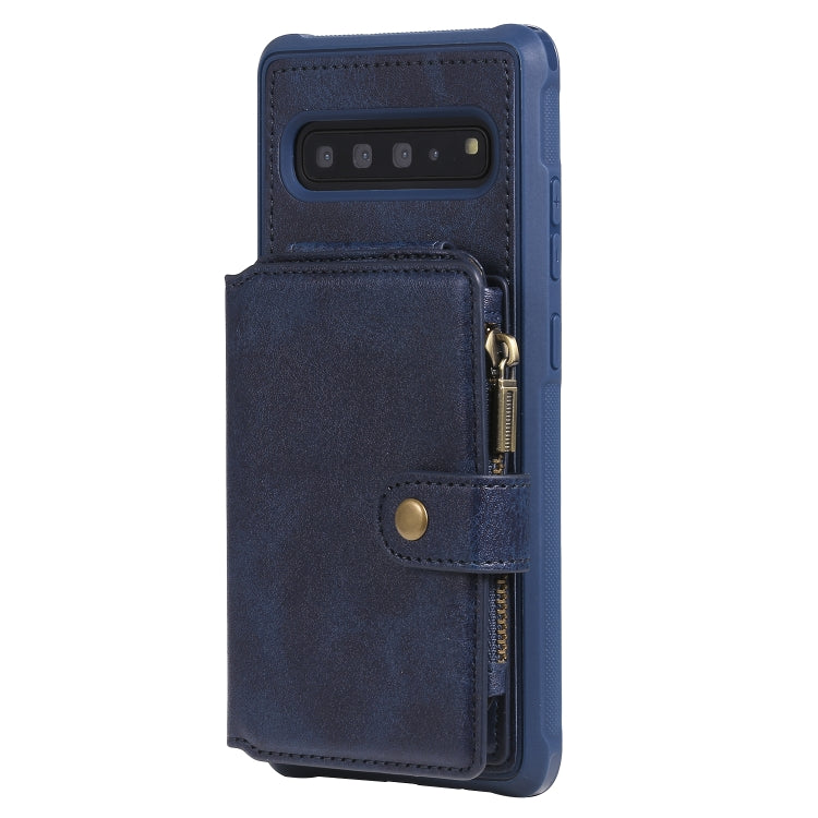 For Galaxy S10 5G Buckle Zipper Shockproof Protective Case with Holder & Card Slots & Wallet & Lanyard & Photos Frames