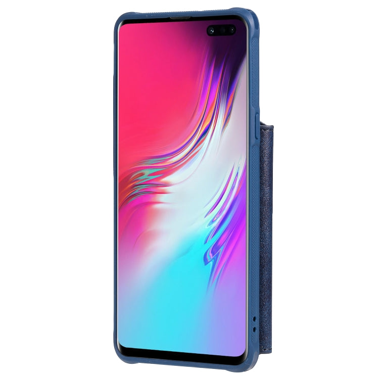 For Galaxy S10 5G Buckle Zipper Shockproof Protective Case with Holder & Card Slots & Wallet & Lanyard & Photos Frames