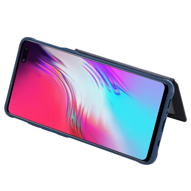 For Galaxy S10 5G Buckle Zipper Shockproof Protective Case with Holder & Card Slots & Wallet & Lanyard & Photos Frames