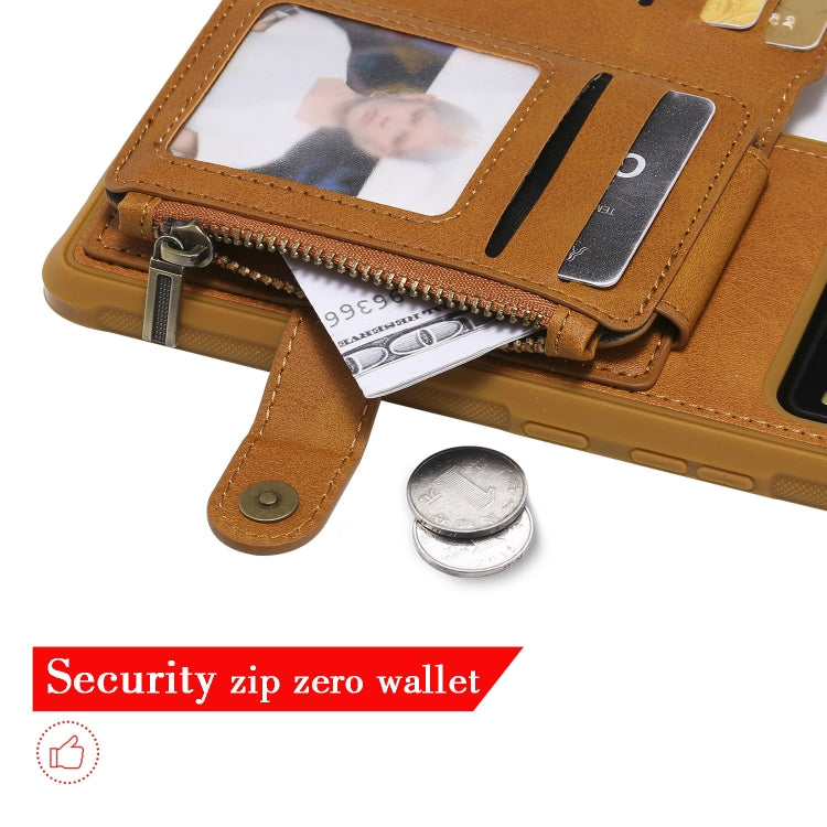 For Galaxy S10 5G Buckle Zipper Shockproof Protective Case with Holder & Card Slots & Wallet & Lanyard & Photos Frames