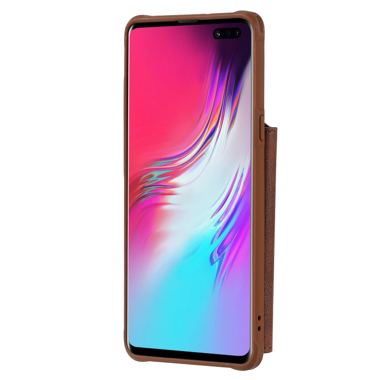 For Galaxy S10 5G Buckle Zipper Shockproof Protective Case with Holder & Card Slots & Wallet & Lanyard & Photos Frames