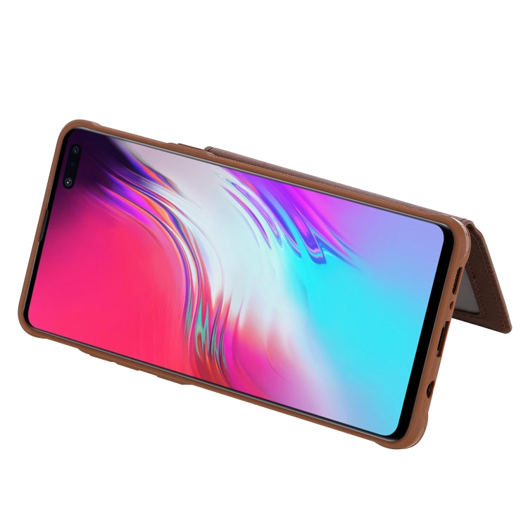 For Galaxy S10 5G Buckle Zipper Shockproof Protective Case with Holder & Card Slots & Wallet & Lanyard & Photos Frames