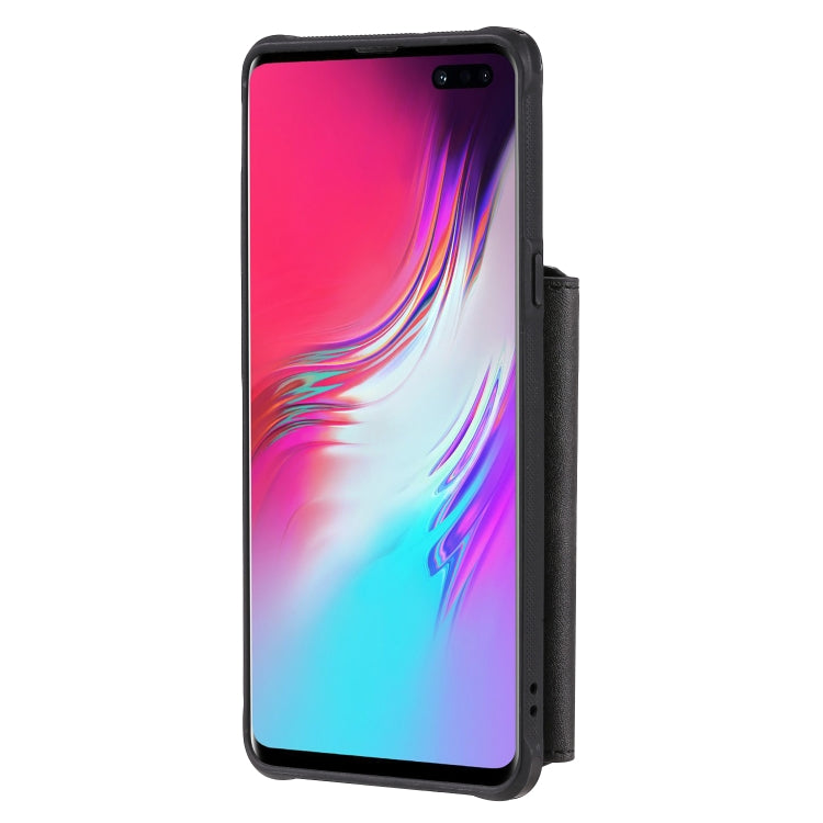 For Galaxy S10 5G Buckle Zipper Shockproof Protective Case with Holder & Card Slots & Wallet & Lanyard & Photos Frames