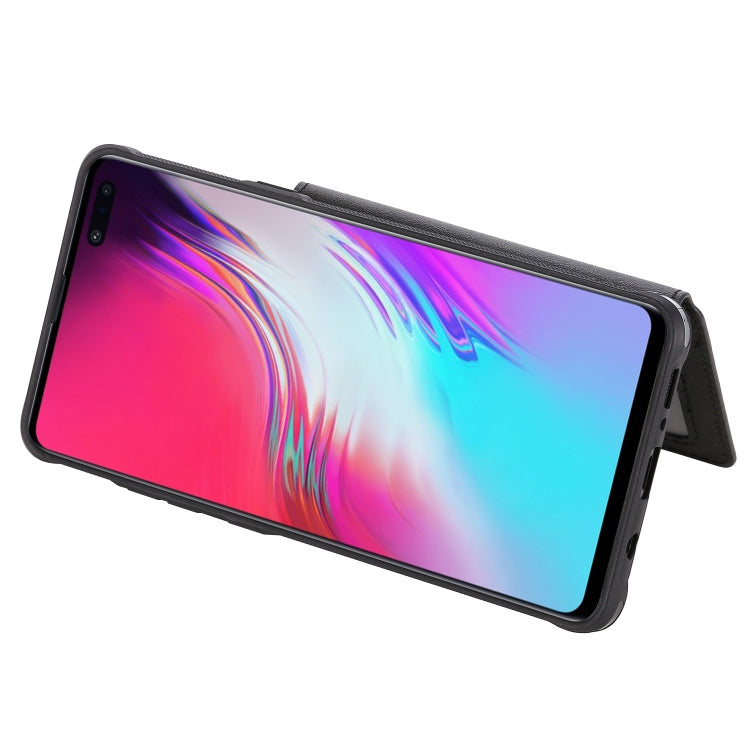 For Galaxy S10 5G Buckle Zipper Shockproof Protective Case with Holder & Card Slots & Wallet & Lanyard & Photos Frames