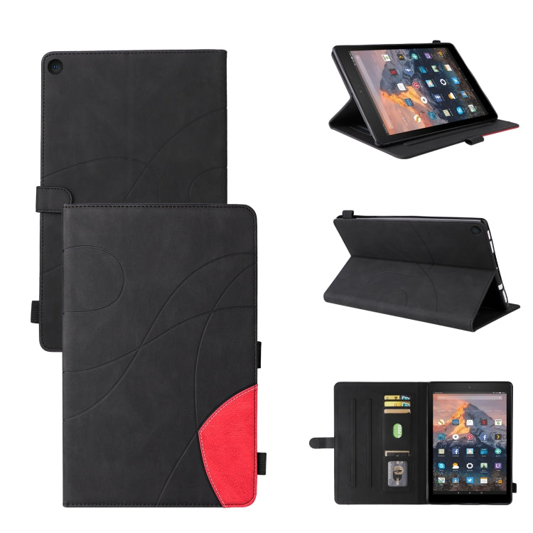 For Amazon Fire HD 10 2017 Dual-color Splicing Horizontal Flip PU Leather Case with Holder & Card Slots & Sleep / Wake-up Function