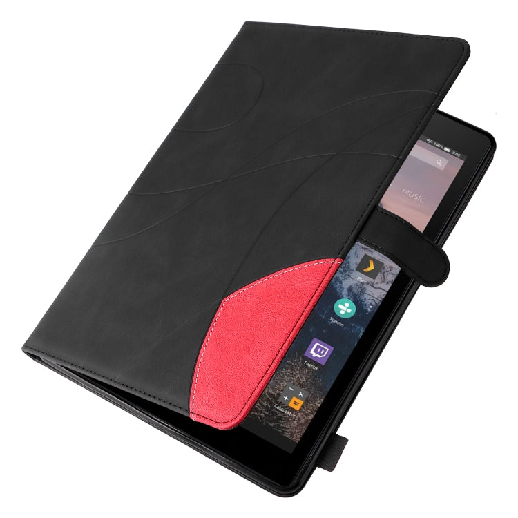 For Amazon Fire HD 10 2017 Dual-color Splicing Horizontal Flip PU Leather Case with Holder & Card Slots & Sleep / Wake-up Function