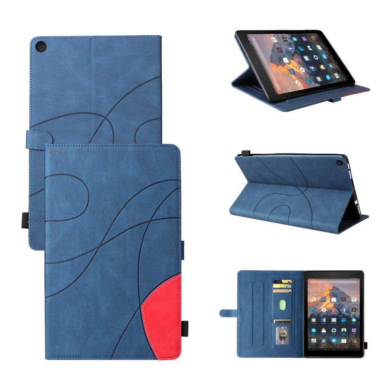 For Amazon Fire HD 10 2017 Dual-color Splicing Horizontal Flip PU Leather Case with Holder & Card Slots & Sleep / Wake-up Function