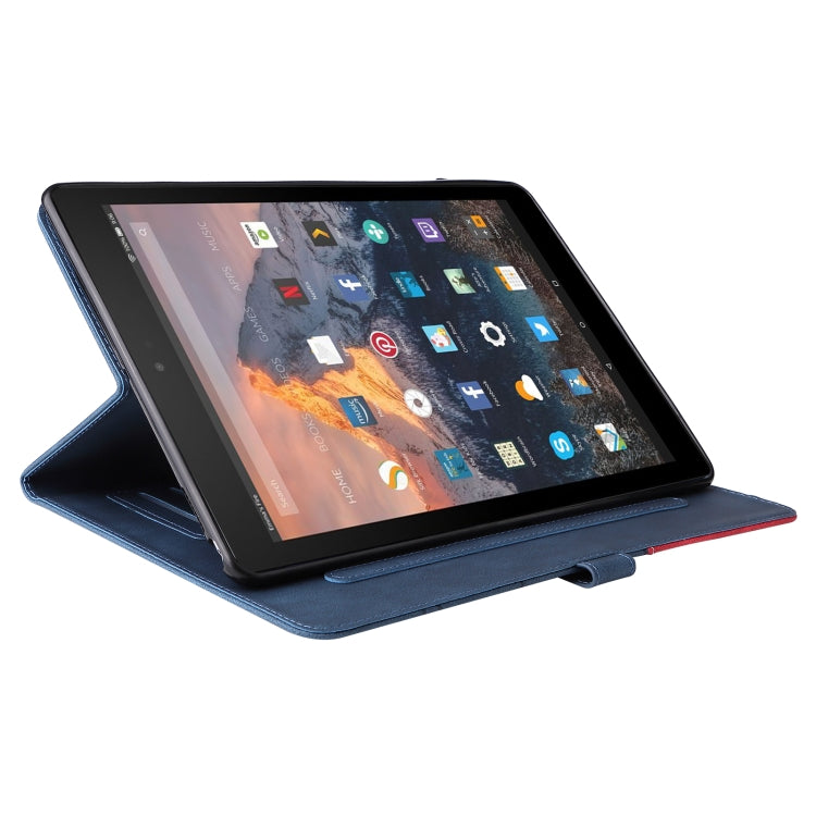 For Amazon Fire HD 10 2017 Dual-color Splicing Horizontal Flip PU Leather Case with Holder & Card Slots & Sleep / Wake-up Function