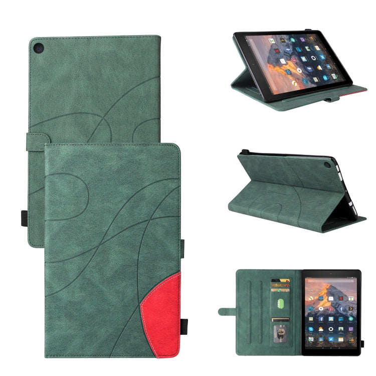 For Amazon Fire HD 10 2017 Dual-color Splicing Horizontal Flip PU Leather Case with Holder & Card Slots & Sleep / Wake-up Function