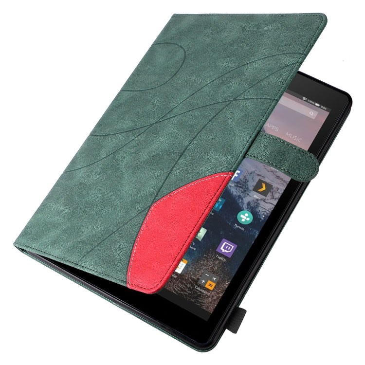 For Amazon Fire HD 10 2017 Dual-color Splicing Horizontal Flip PU Leather Case with Holder & Card Slots & Sleep / Wake-up Function