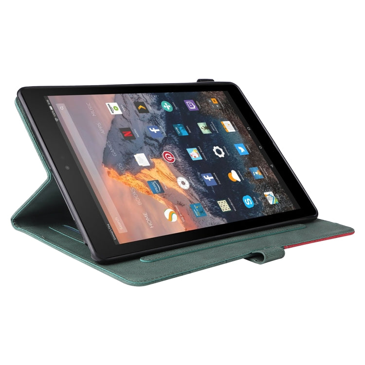 For Amazon Fire HD 10 2017 Dual-color Splicing Horizontal Flip PU Leather Case with Holder & Card Slots & Sleep / Wake-up Function