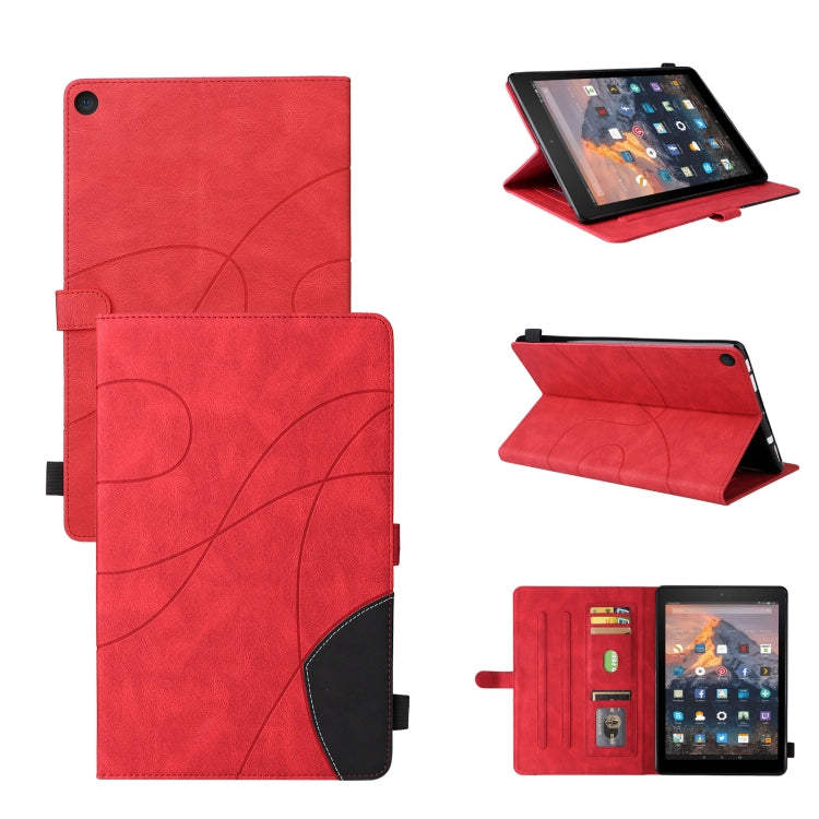 For Amazon Fire HD 10 2017 Dual-color Splicing Horizontal Flip PU Leather Case with Holder & Card Slots & Sleep / Wake-up Function