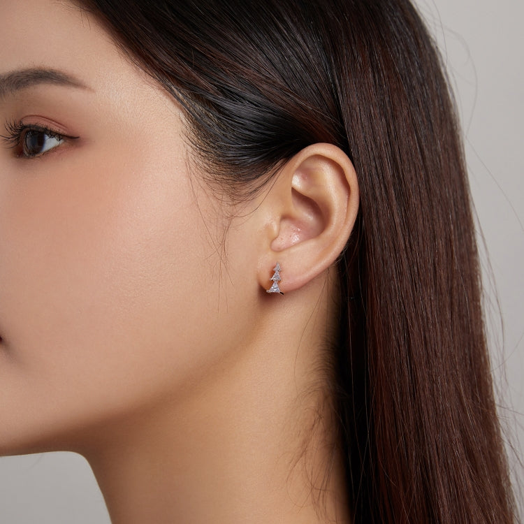 S925 Sterling Silver Exquisite Christmas Tree Ear Studs Women Earrings