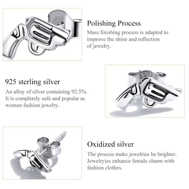 S925 Sterling Silver Revolver Ear Studs Women Earrings