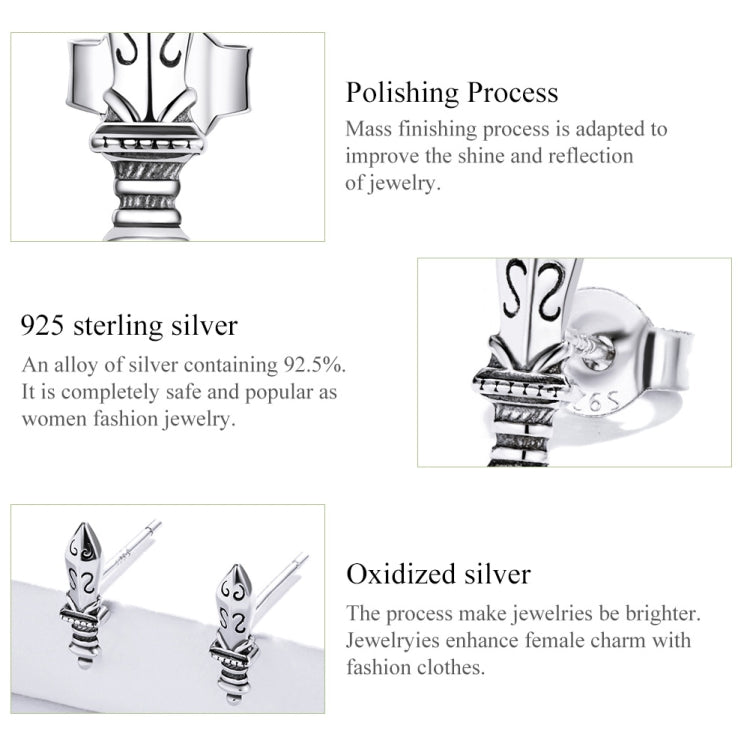 S925 Sterling Silver Creative Dagger Ear Studs Women Earrings