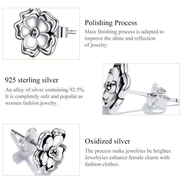 S925 Sterling Silver Vintage Flowers Ear Studs Women Earrings