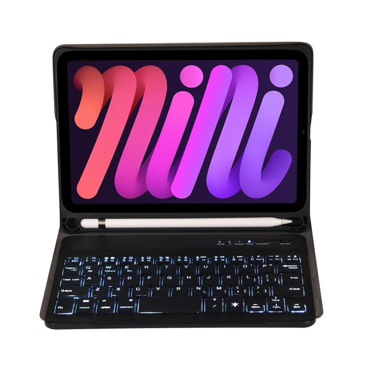 A06BS Ultra-thin Backlight Bluetooth Keyboard Leather Tablet Case with Holder & Pen Slot For iPad mini 6