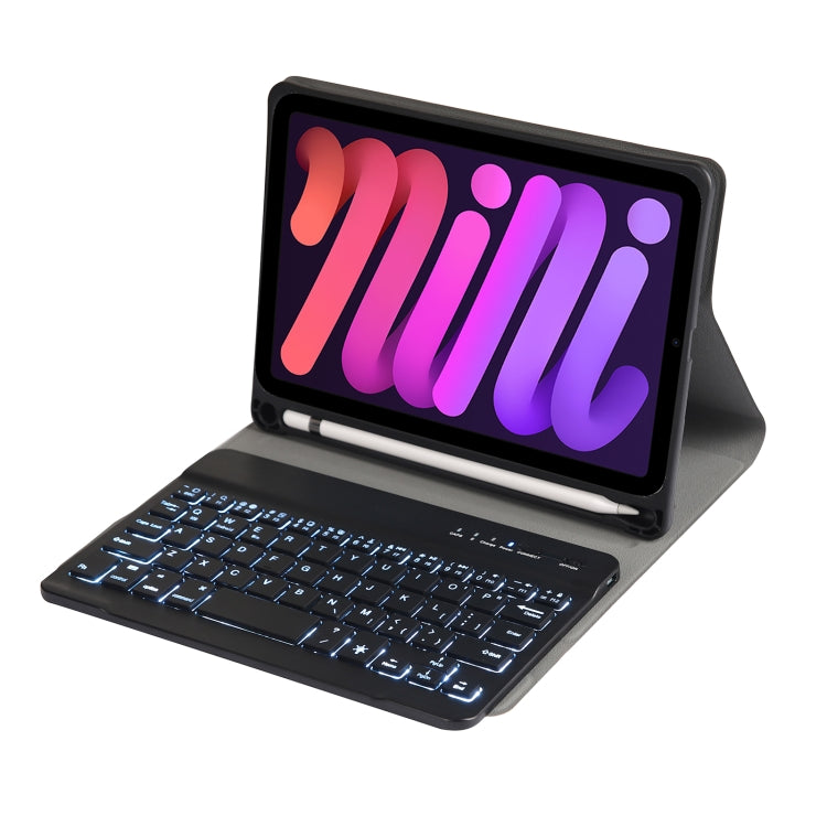 A06BS Ultra-thin Backlight Bluetooth Keyboard Leather Tablet Case with Holder & Pen Slot For iPad mini 6