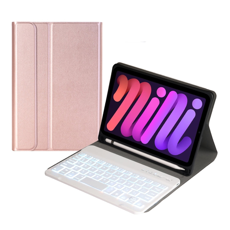 A06BS Ultra-thin Backlight Bluetooth Keyboard Leather Tablet Case with Holder & Pen Slot For iPad mini 6