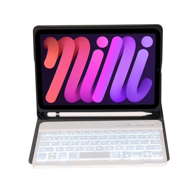 A06BS Ultra-thin Backlight Bluetooth Keyboard Leather Tablet Case with Holder & Pen Slot For iPad mini 6