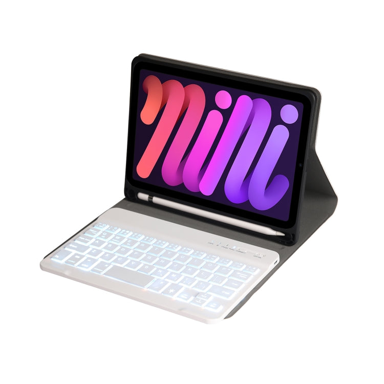 A06BS Ultra-thin Backlight Bluetooth Keyboard Leather Tablet Case with Holder & Pen Slot For iPad mini 6