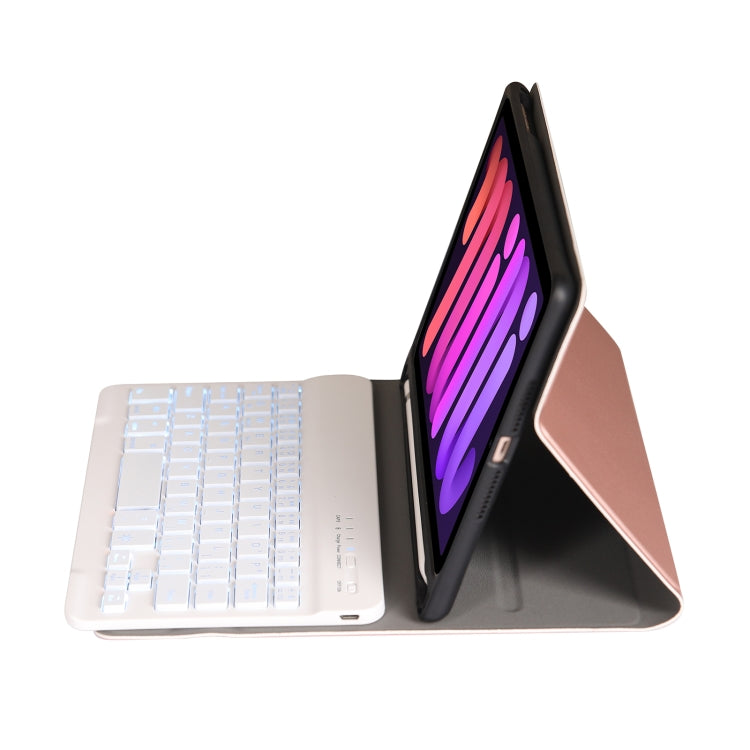 A06BS Ultra-thin Backlight Bluetooth Keyboard Leather Tablet Case with Holder & Pen Slot For iPad mini 6