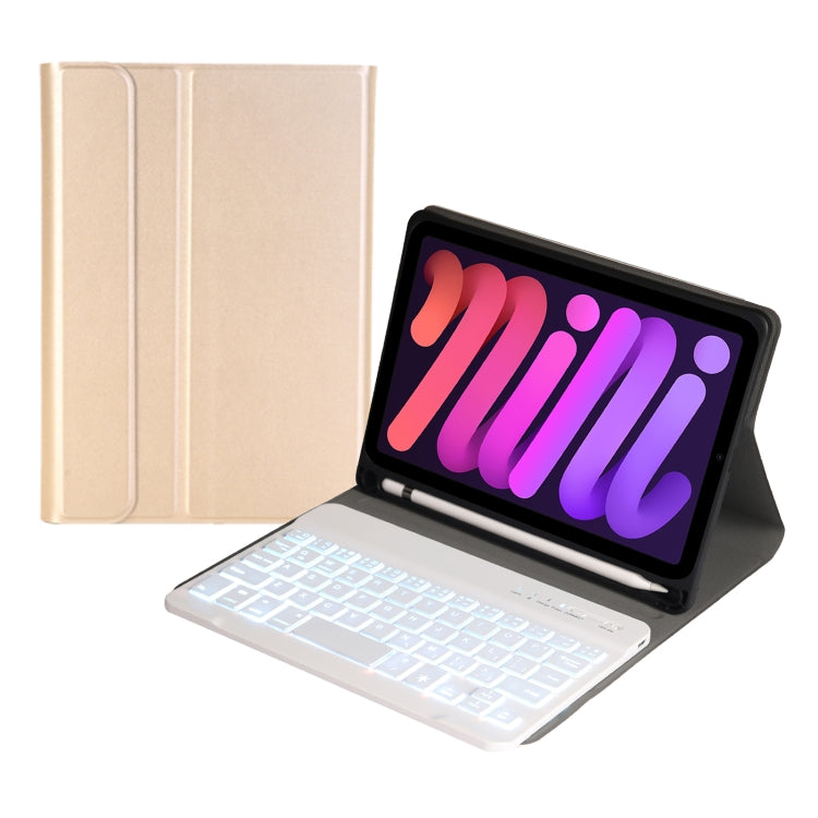 A06BS Ultra-thin Backlight Bluetooth Keyboard Leather Tablet Case with Holder & Pen Slot For iPad mini 6