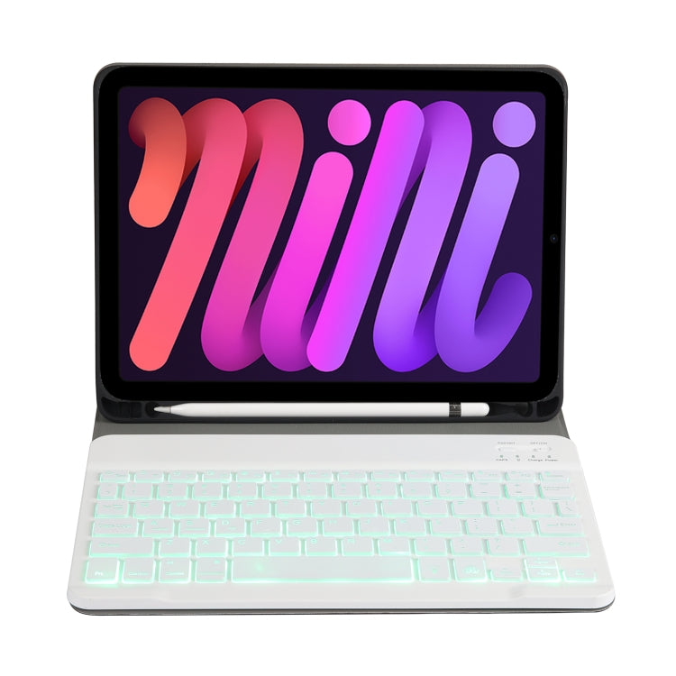 A06BS Ultra-thin Backlight Bluetooth Keyboard Leather Tablet Case with Holder & Pen Slot For iPad mini 6