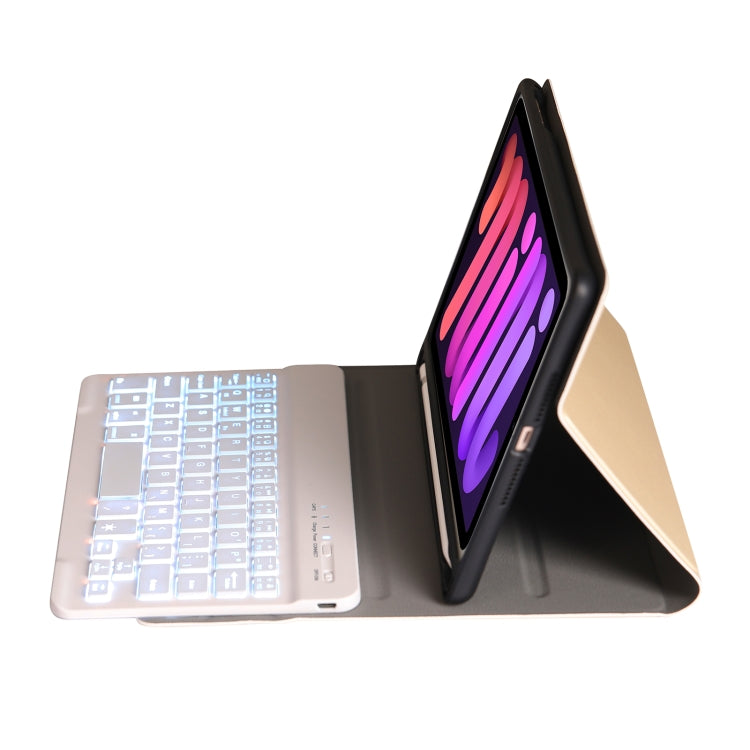 A06BS Ultra-thin Backlight Bluetooth Keyboard Leather Tablet Case with Holder & Pen Slot For iPad mini 6