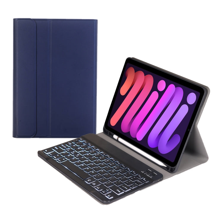A06BS Ultra-thin Backlight Bluetooth Keyboard Leather Tablet Case with Holder & Pen Slot For iPad mini 6