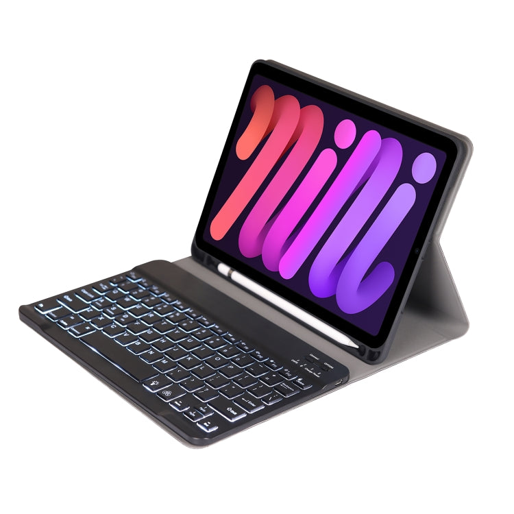A06BS Ultra-thin Backlight Bluetooth Keyboard Leather Tablet Case with Holder & Pen Slot For iPad mini 6