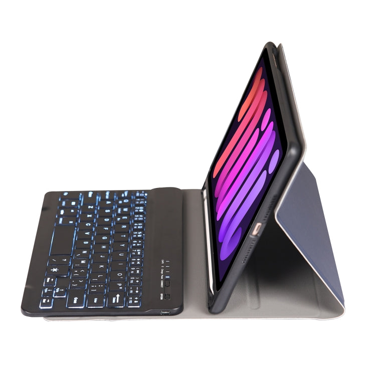 A06BS Ultra-thin Backlight Bluetooth Keyboard Leather Tablet Case with Holder & Pen Slot For iPad mini 6