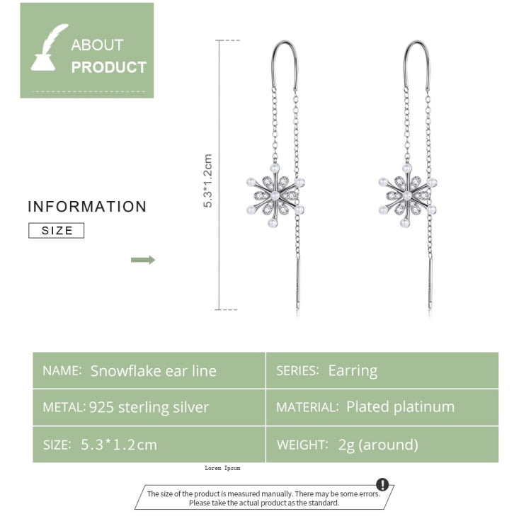 S925 Sterling Silver Snowflake Ear Line Women Earrings