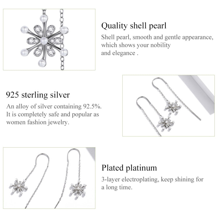 S925 Sterling Silver Snowflake Ear Line Women Earrings