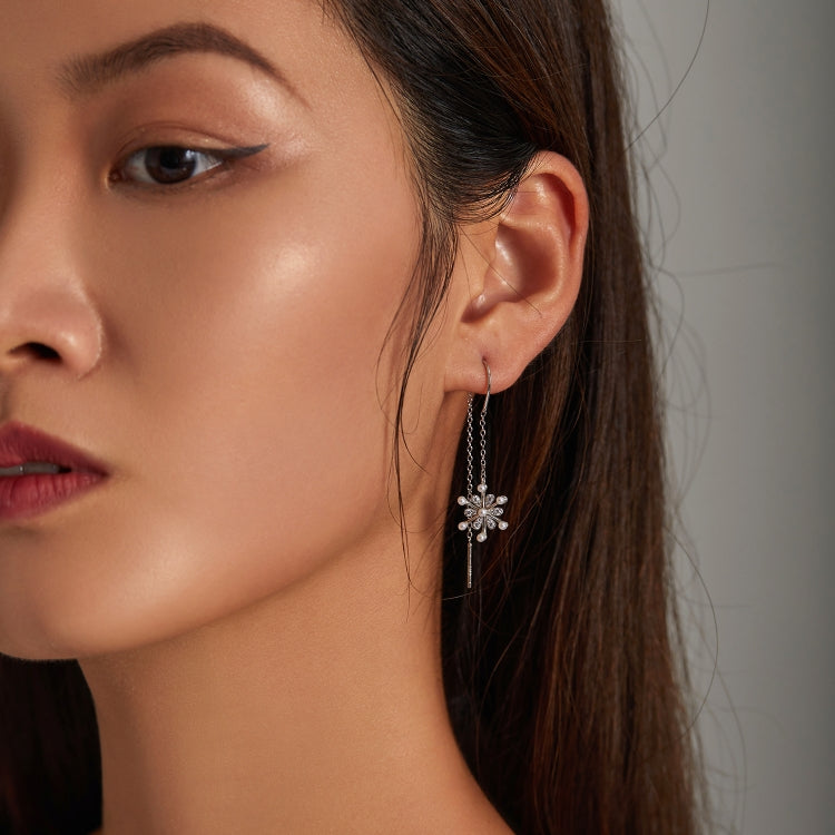 S925 Sterling Silver Snowflake Ear Line Women Earrings