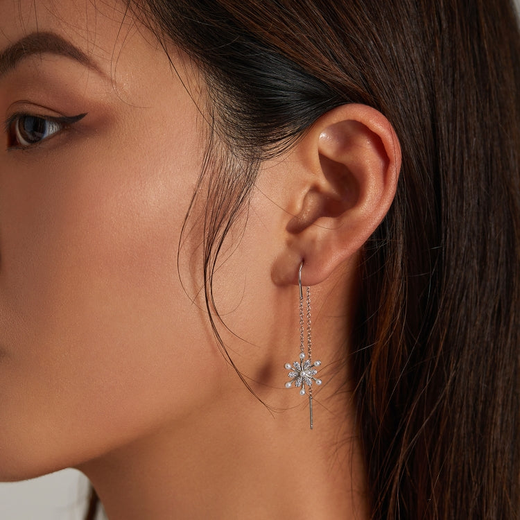 S925 Sterling Silver Snowflake Ear Line Women Earrings
