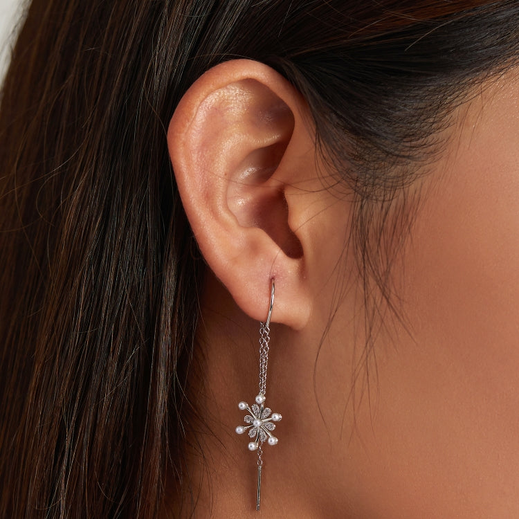 S925 Sterling Silver Snowflake Ear Line Women Earrings