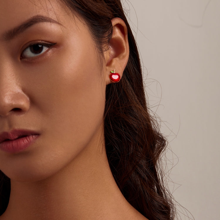 S925 Sterling Silver Christmas Apple Ear Studs Women Earrings