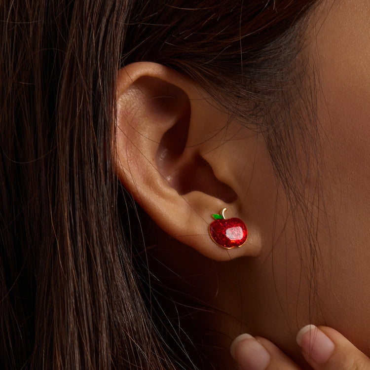 S925 Sterling Silver Christmas Apple Ear Studs Women Earrings