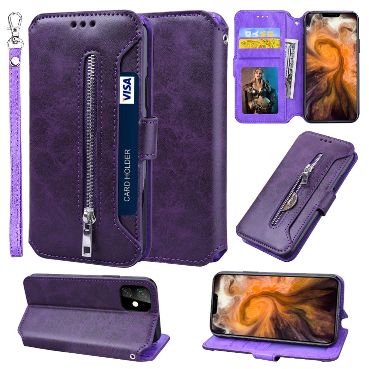 For iPhone 11 Zipper Horizontal Flip Leather Case with Holder & Card Slot & Wallet