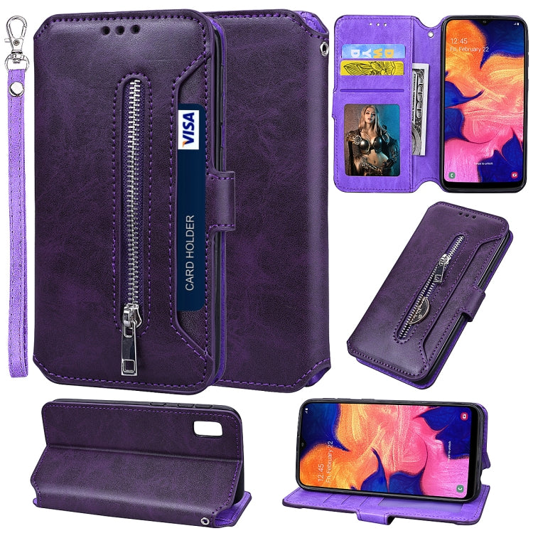 For Galaxy A10e Zipper Horizontal Flip Leather Case with Holder & Card Slot & Wallet